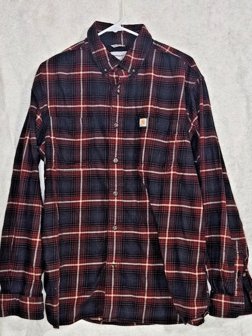 Carhartt Flannel Men Large Red Rugged Flex Hamilton Plaid Relaxed Fit 103314 225